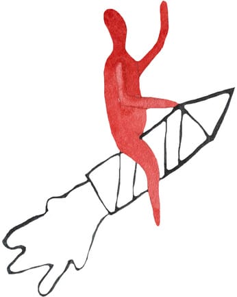 Man riding on rocket illustration