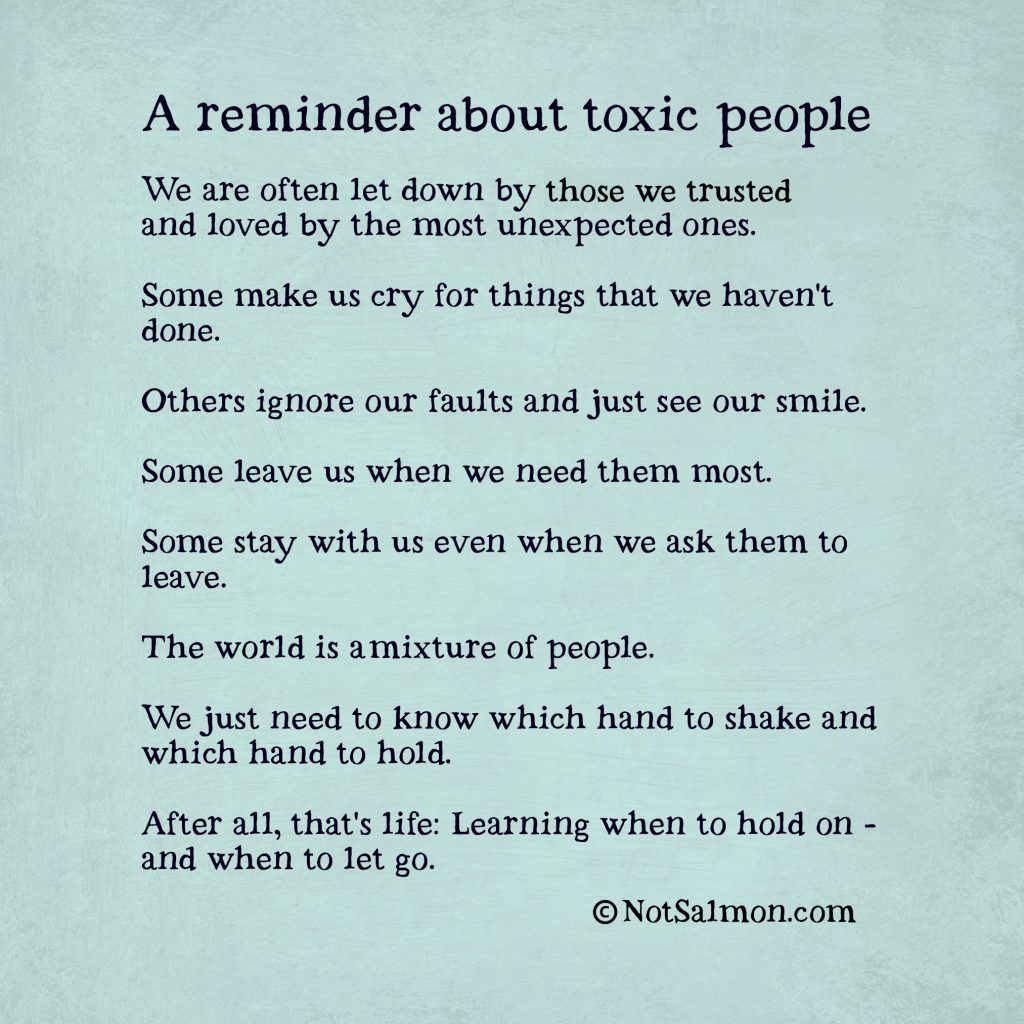 A reminder about toxic friendships and toxic relationships