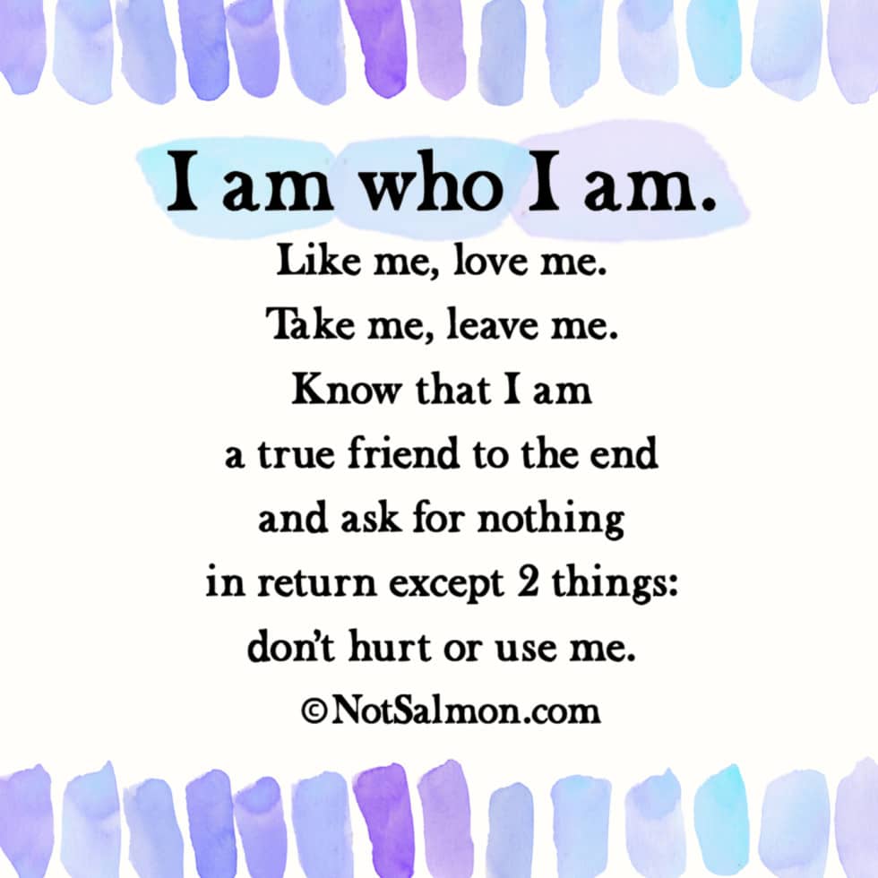 I am who I am - Like me, love me, take me, leave me