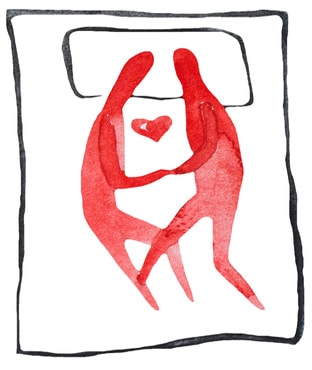 Happy couple in bed illustration