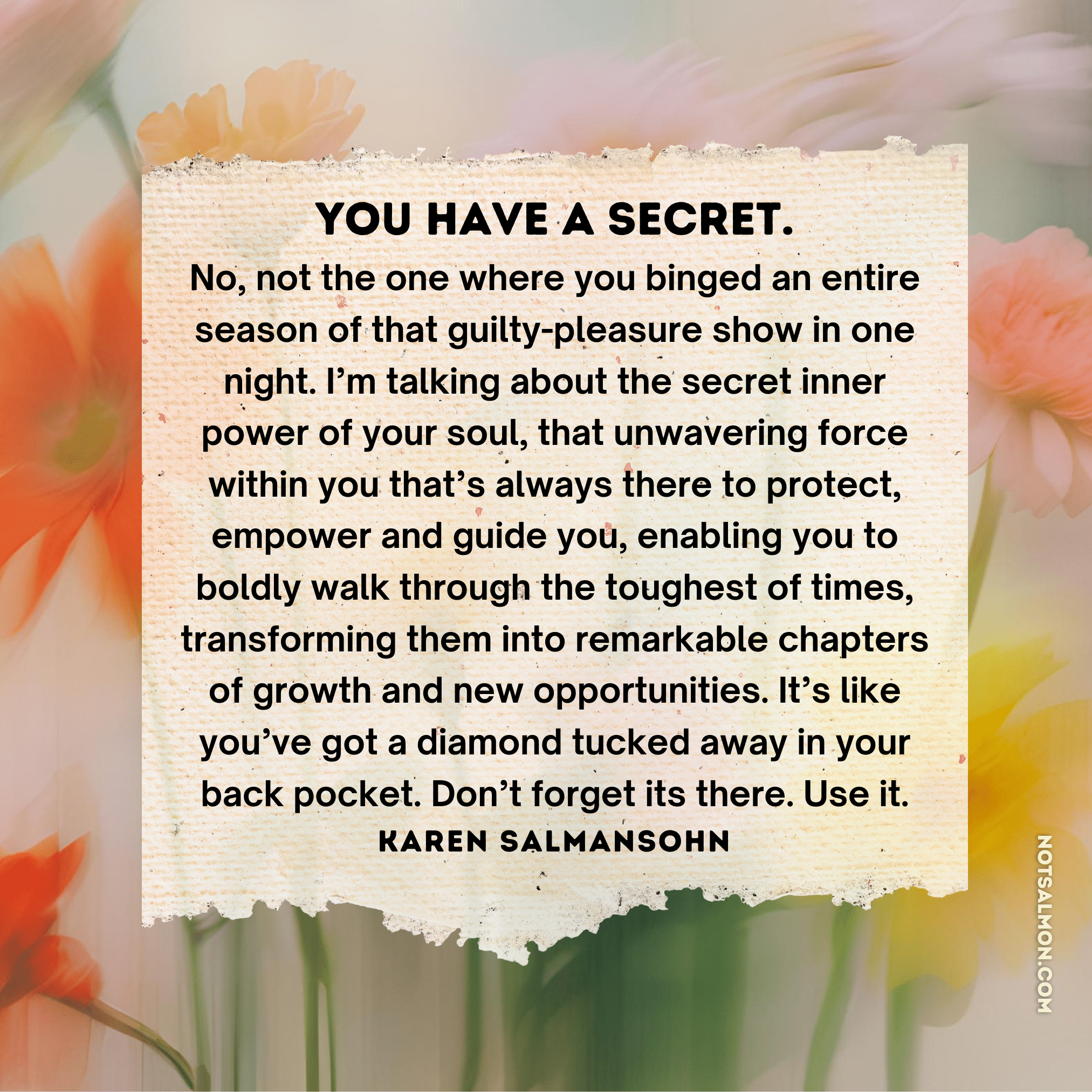 your soul your secret karen salmansohn notsalmon.com