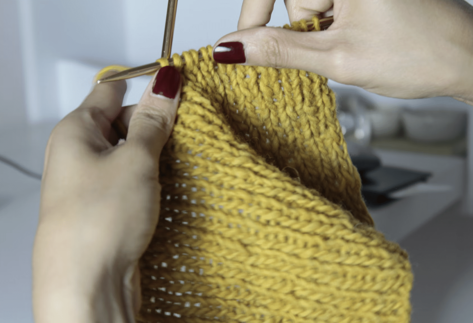 knitting yellow yarn hobby relax