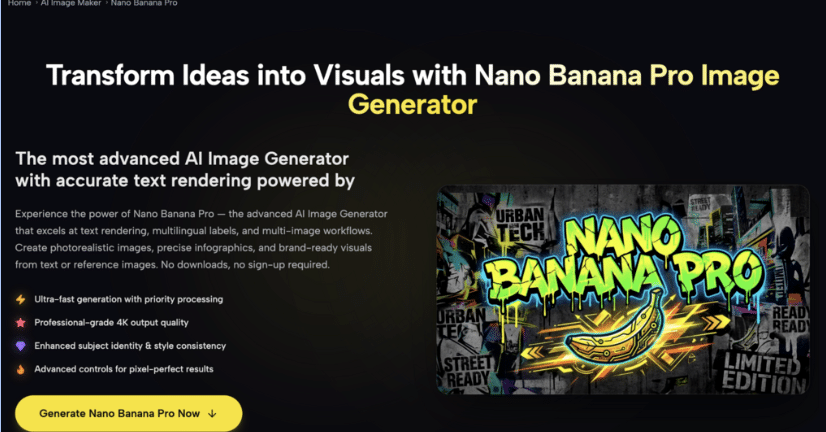Nano Banana Pro: AI Image Generator for Accurate Text and Professional Visuals