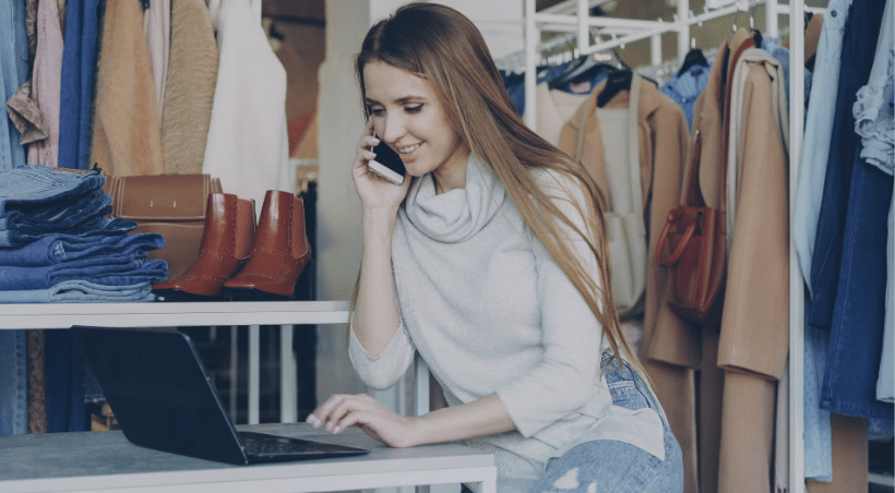 woman working on phone